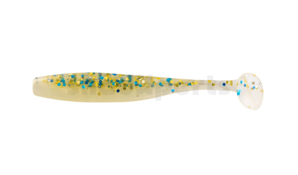 003407B099 Bass Shad 2,5" (ca. 7 cm) goldperl / klar blau Glitter