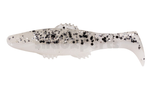 001008B008 Killer Shad 3" (ca. 8,0 cm) reinweiss / klar salt´n pepper Glitter