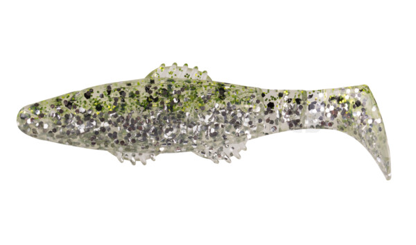 001008B303 Killer Shad 3" (ca. 8,0 cm) klar silber Glitter / chartreuse Glitter