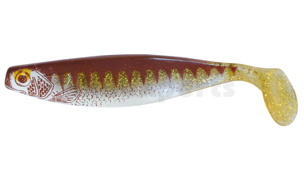 000416-077ZB Xtra-Soft-Nature 6" (ca. 16,0 cm) klar gold Glitter / Zander braun / Bauch: weiß