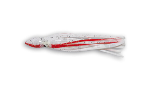 006609015 Octopus 3,5" (ca. 9cm) reinweiss / rot silber Glitter