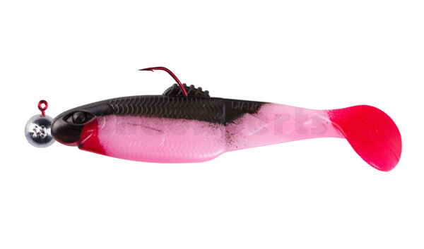 001413M154-12 Diamond Shad 5" (ca. 13,5 cm) bubblegum / black, mounted on HBA 5/0 12g