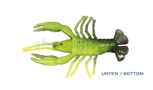 002304CF-07 Baby Crawfish 1" (4,5cm) fluogelb-schwarz roter Glitter