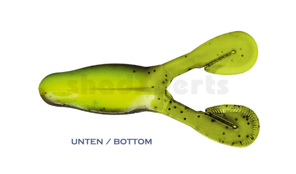 000309008 Tour Toad 4" (ca. 11 cm) Green Pumpkin/Opaque Chartreuse