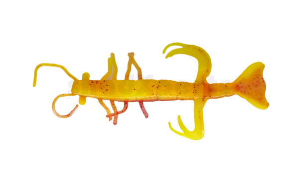 002208B177 Shrimp 3" (ca. 8,0 cm) fluogelb / rot-rot Glitter