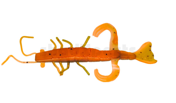 002208B068 Shrimp 3" (ca. 8,0 cm) orange-Glitter / olivebraun-Glitter