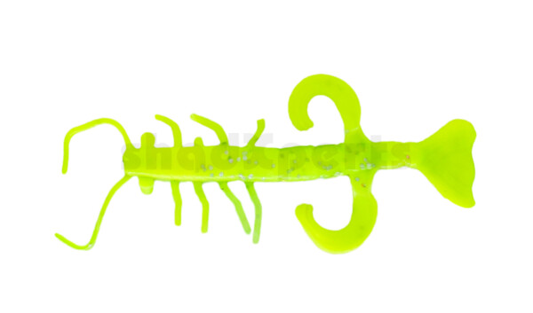 002208B002 Shrimp 3" (ca. 8,0 cm) fluogelb  / grün-Glitter