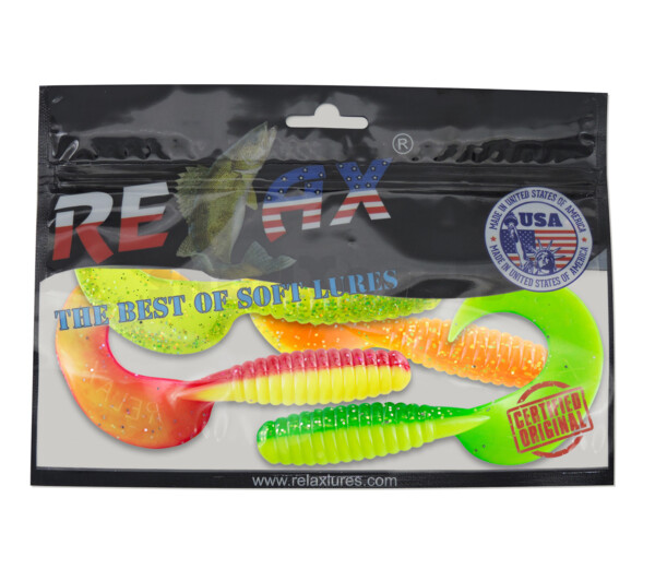 000513MIX2 Xtra Fat Grub 5,5" laminiert Farbmix fluo Original Relax ZIP BAG (wiederverschließbar)