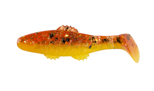 001005B017 Killer Shad 2" (ca. 5,0 cm) yellow / motoroil-glitter