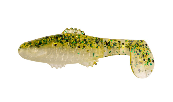 001005B058 Killer Shad 2" (ca. 5,0 cm) goldpearl / watermelon gold and black flake