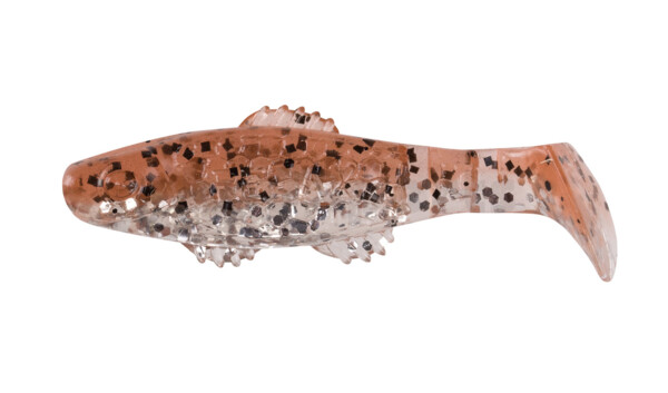 001005B083 Killer Shad 2" (ca. 5,0 cm) clear silver glitter / pumkin seed