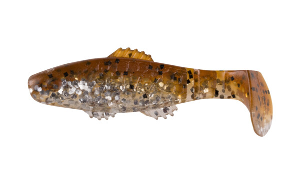 001005B111 Killer Shad 2" (ca. 5,0 cm) clear silver glitter / brown amber (olive)-black glitter