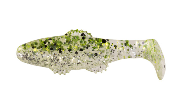 001005B303 Killer Shad 2" (ca. 5,0 cm) clear silver glitter / chartreuse glitter