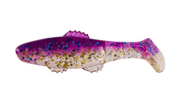 001005B313 Killer Shad 2" (ca. 5,0 cm) clear gold glitter / violet-electric blue glitter