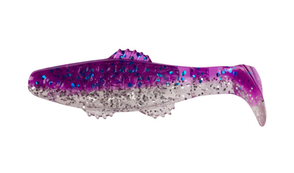 001005B314 Killer Shad 2" (ca. 5,0 cm) clear silver glitter / violet-electric blue glitter
