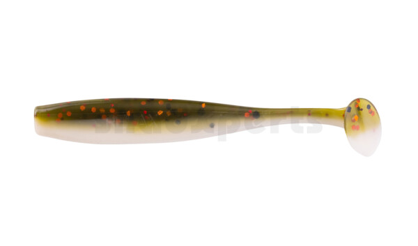 003407B188 Bass Shad 2,5" (ca. 7 cm) reinweiss / olive-tree-Glitter