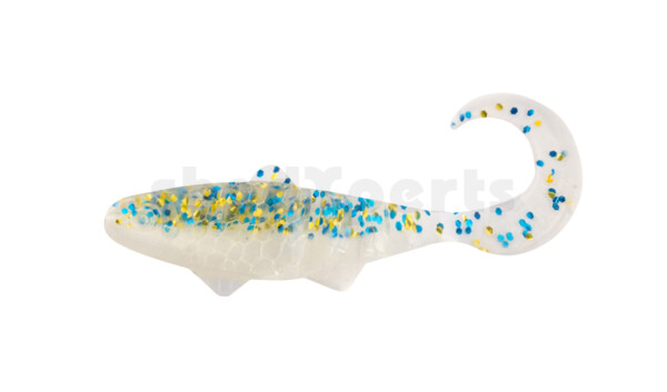 000905B099 Banjo Twister 2" (ca. 5,0 cm) goldperl / klar blau Glitter