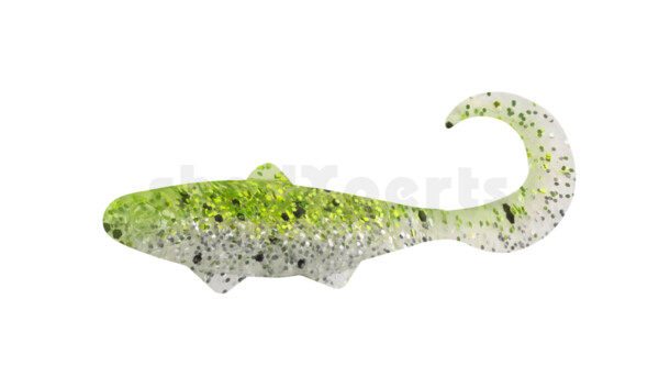 000905B303 Banjo Twister 2" (ca. 5,0 cm) klar silber Glitter / chartreuse Glitter