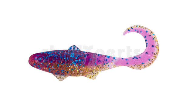 000905B313 Banjo Twister 2" (ca. 5,0 cm) klar gold Glitter  / violett-electric blue Glitter