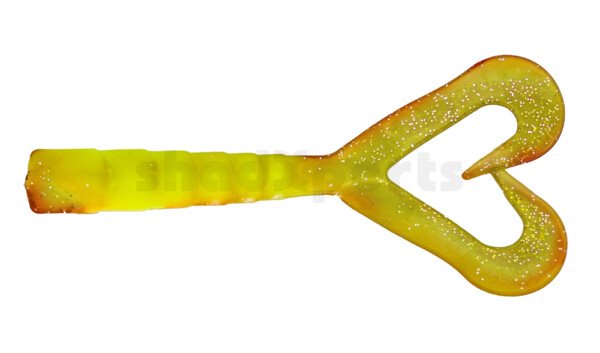 000610DT-04 Big Twin Tail 4"(ca. 10cm) fluogelb- rot Glitter