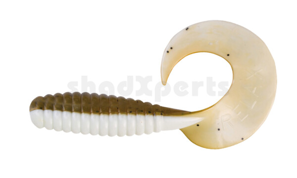 000513B072 Xtra Fat Grub 5,5" laminated (ca. 13,0 cm) white / brown amber (olive)-black glitter