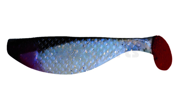 000108044R Aqua 3" (ca. 8,0 cm) blauperl-glitter / schwarz / red tail