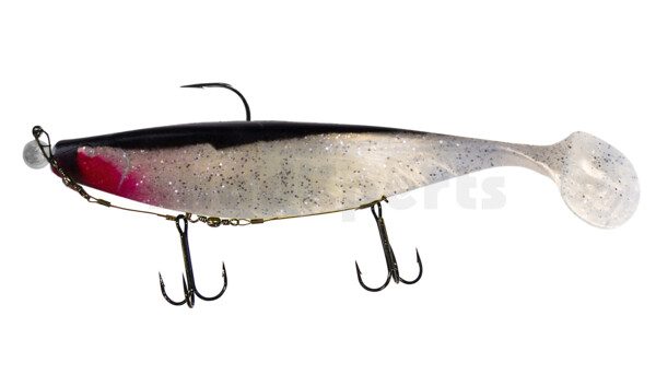 000423M050-20 Xtra-Soft 9" (ca. 23,0 cm) goldperl-Glitter / schwarz, montiert auf MUXRO 12/0 20g, mit Beihänger-System