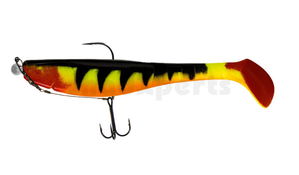 000220M055ZO-15 Kopyto Classic 8" (ca. 20,0 cm) fluogelb / Zander / bauch: orange, montiert MUXRO 12/0 15g, mit Beihänger