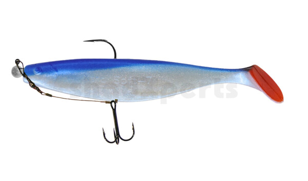 000418M047-15 Xtra-Soft 7" (ca. 18,0 cm) blauperl-Glitter / blau, montiert auf MUXRO 10/0 15g