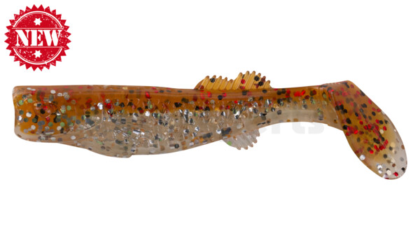 000708B111 California 3" (ca. 8,0 cm) clear silver glitter / brown amber (olive)-black glitter