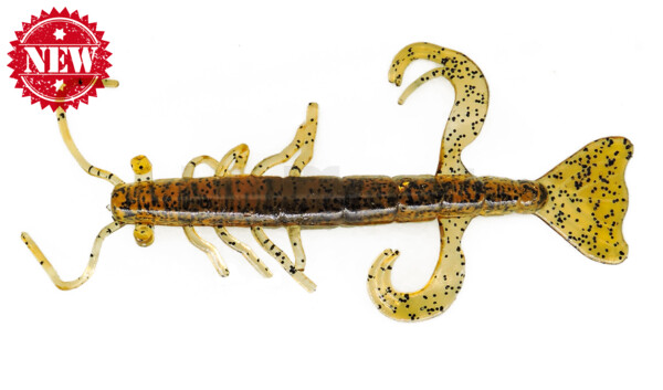 002208218 Shrimp 3" (ca. 8,0 cm) klar bernstein - schwarz Glitter