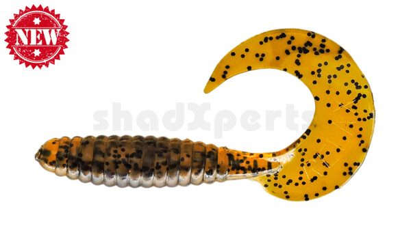 000613103 Xtra Fat Grub 5,5" regulär (ca. 13,0 cm) klar bernstein schwarzer glitter