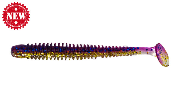 004010B313 Texas 4" (ca. 10 cm) klar gold Glitter / violett-electric blue Glitter