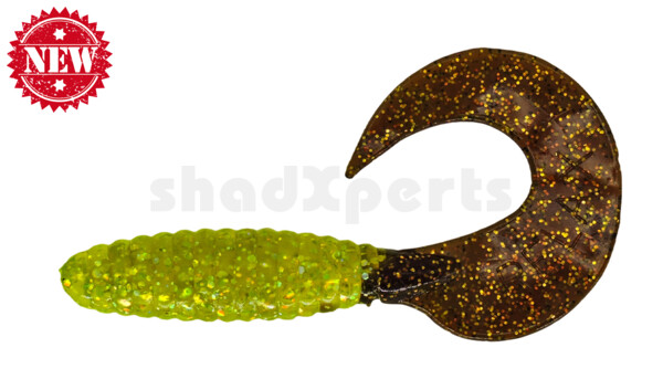 000607250 Twister 3" regulär (ca. 7,0 cm) grün(chartreuse) glitter / motoroil glitter tail