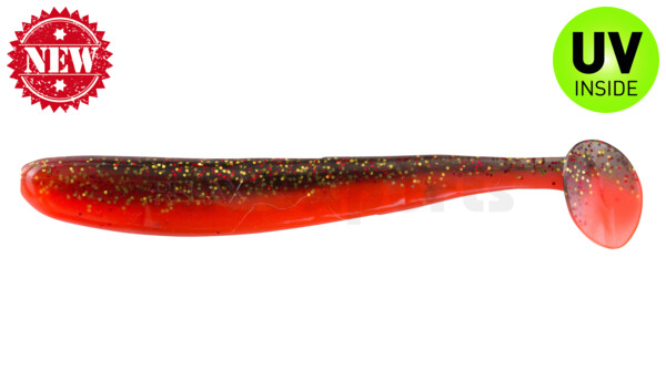 003413B317 Bass Shad 4,5“ (ca. 13 cm) feuerrot / schwarz rot-gold Glitter