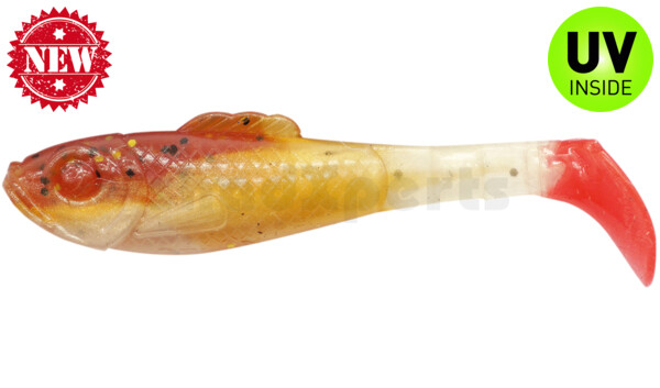 003308B023RT Super Shad 3" (ca. 8 cm) goldperl / motoroil Glitter / Red Tail