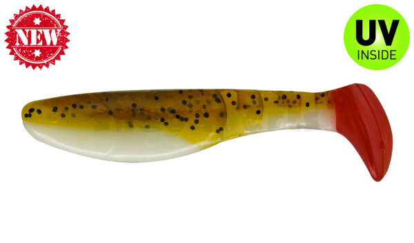 000208B072RT Kopyto-Classic 3" (ca. 8,0 cm) reinweiss / olivebraun-Glitter / red tail