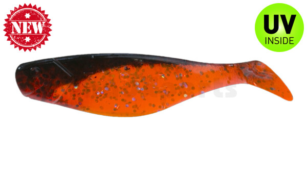 000408122 Shad 3" (ca. 8,0 cm) klar fluoorange-Glitter / schwarz