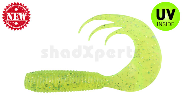 000607TT-018 Twister 3" Tri-Tail regulär (ca. 7,0 cm) grün(chartreuse) Glitter