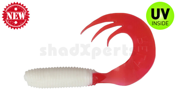 000607TT-048 Twister 3" Tri-Tail regulär (ca. 7,0 cm) reinweiß/Red Tail