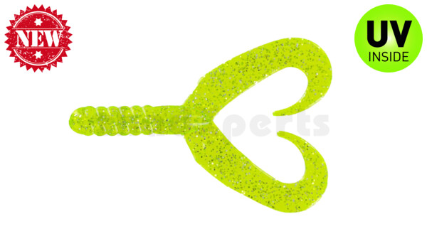 005307018 Twin Tail Grub 2,75" (7,5 cm) Chartreuse Silver