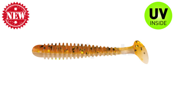 004007B023 Texas 2,5" (ca. 6,5 cm) goldperl / motoroil Glitter