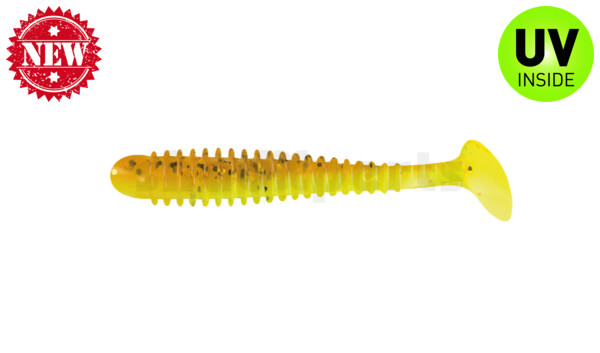 004007B110 Texas 2,5" (ca. 6,5 cm) fluogelb / olivebraun-Glitter