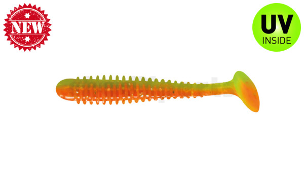 004007B141 Texas 2,5" (ca. 6,5 cm) orange-Glitter / fluogrün-Glitter