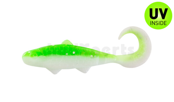 000905B125 Banjo Twister 2" (ca. 5,0 cm) reinweiss / grün-Glitter