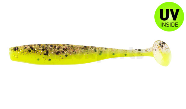 003407B150 Bass Shad 2,5" (ca. 7 cm) fluogelb  / klar kupfer, schwarz Glitter