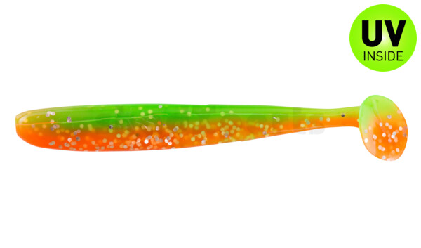 003408B141 Bass Shad 3“ (ca. 7,5 cm) orange-Glitter / fluogrün-Glitter
