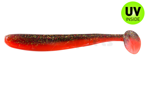 003408B317 Bass Shad 3“ (ca. 9 cm) feuerrot / schwarz rot-gold Glitter