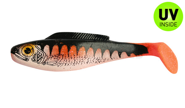 000412122Z Fin Ripper 5" (ca. 12,0 cm) fluoorange Glitter / Zander / Bauch: weiß