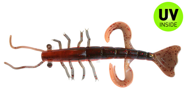 002208B068 Shrimp 3" (ca. 8,0 cm) orange-Glitter / olivebraun-Glitter